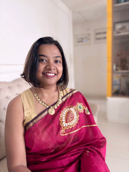 Sun pendant with small disks brass necklace