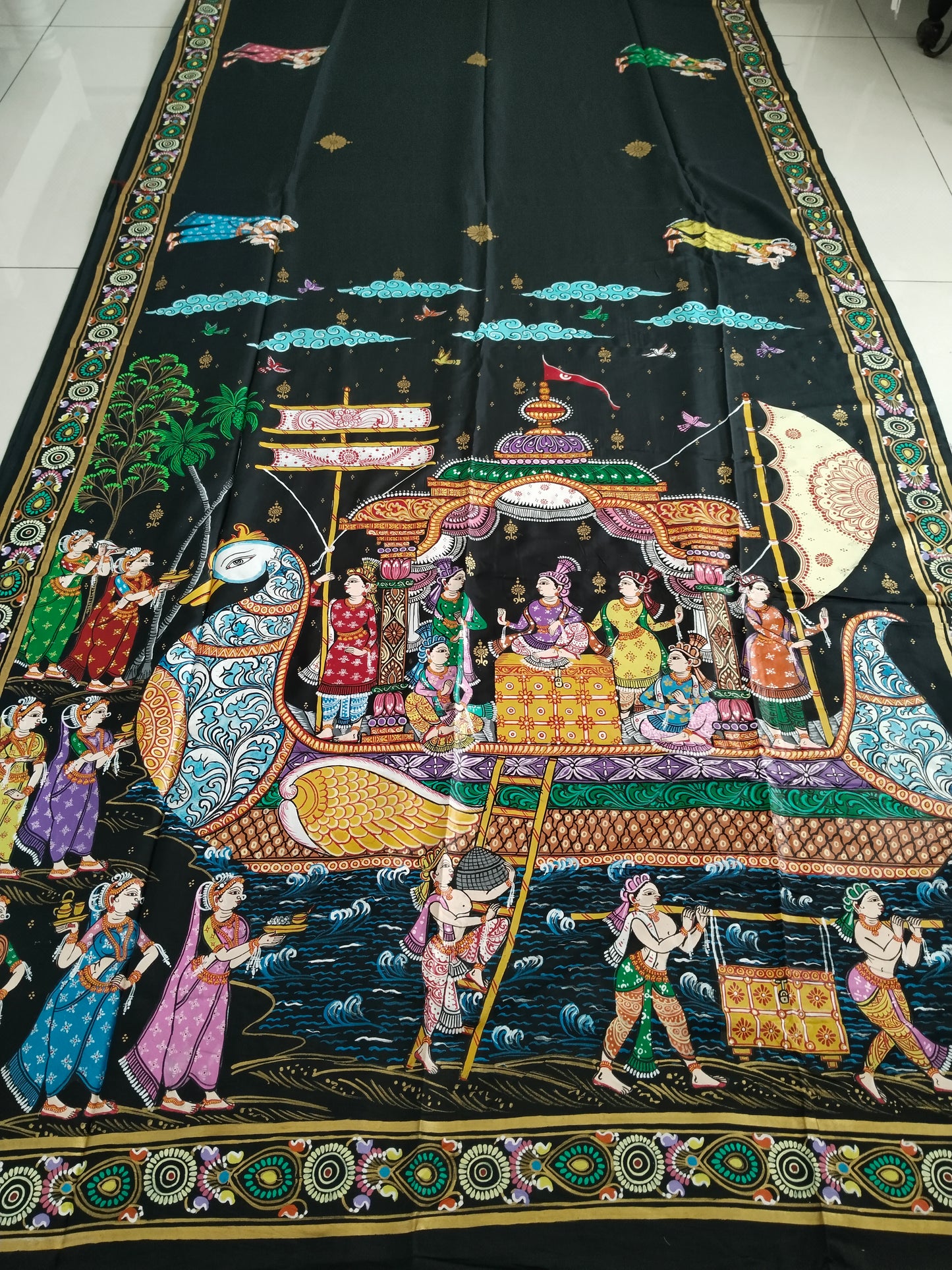 Boita Bandana on silk cotton - Hand-Painted Patachitra Saree.