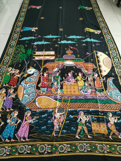 Boita Bandana on silk cotton - Hand-Painted Patachitra Saree.