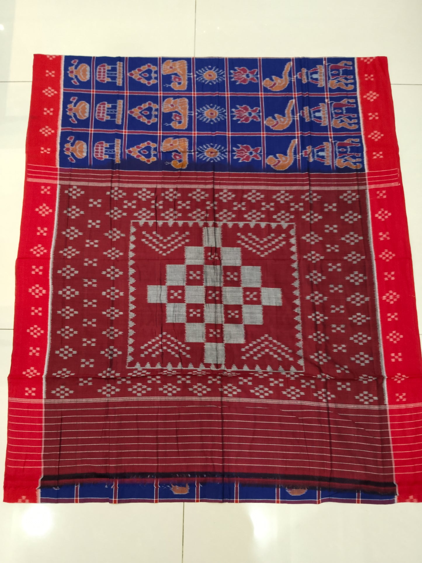 Traditional Nabakothi Single Ikkat Saree - Blue