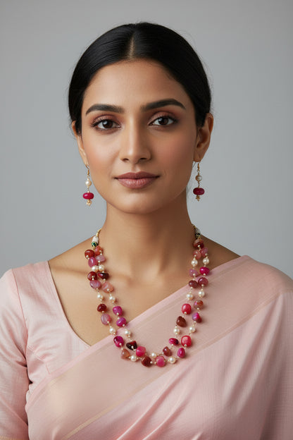 Soft Pink and Pearl Big Beads Jewelry Set