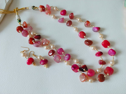 Soft Pink and Pearl Big Beads Jewelry Set