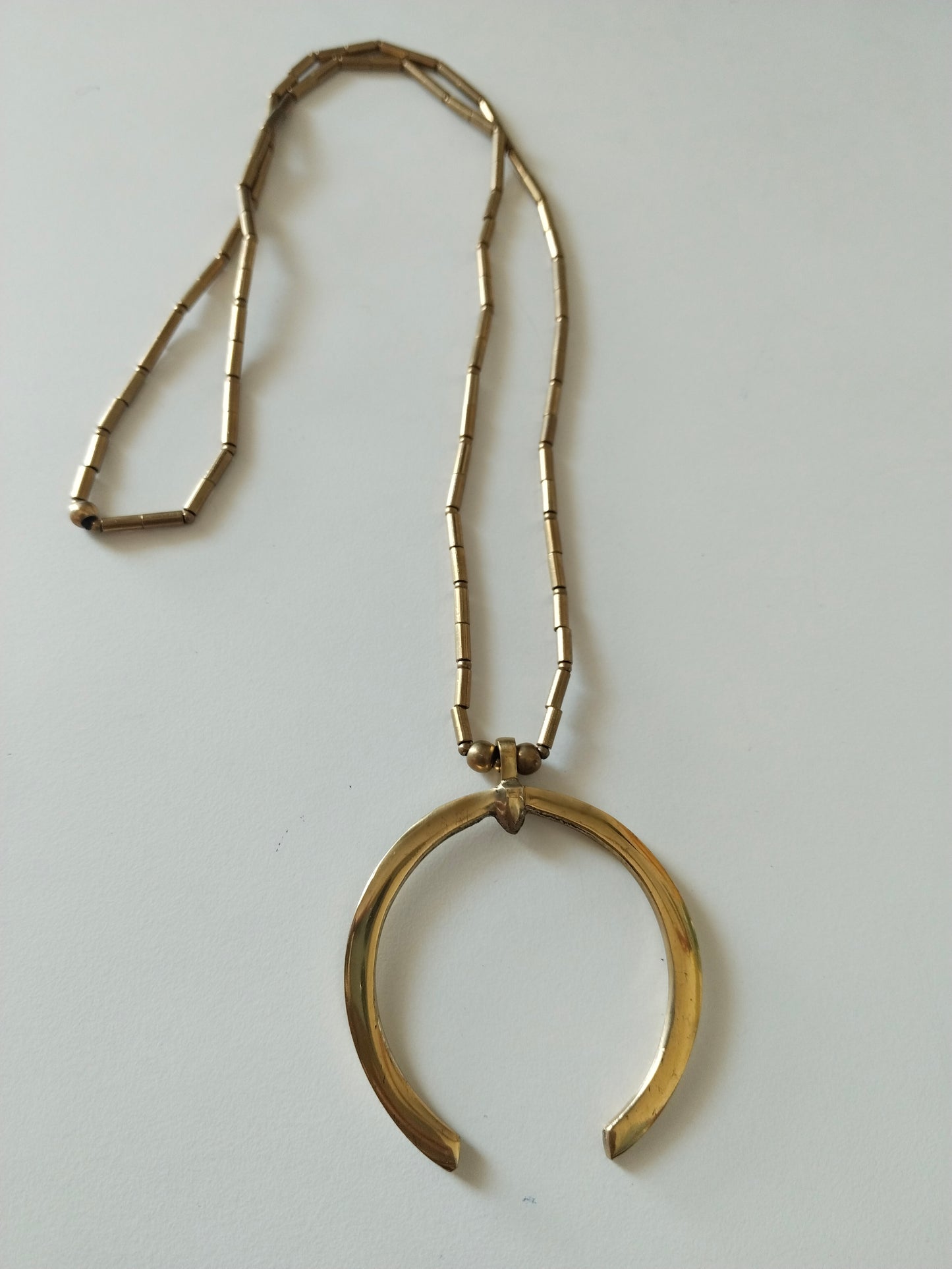 Minimal Brass Horse Shoe Shaped Pendant Necklace