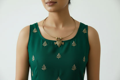 Dhokra Style Brass Hoop with Ganesha Filigree Necklace