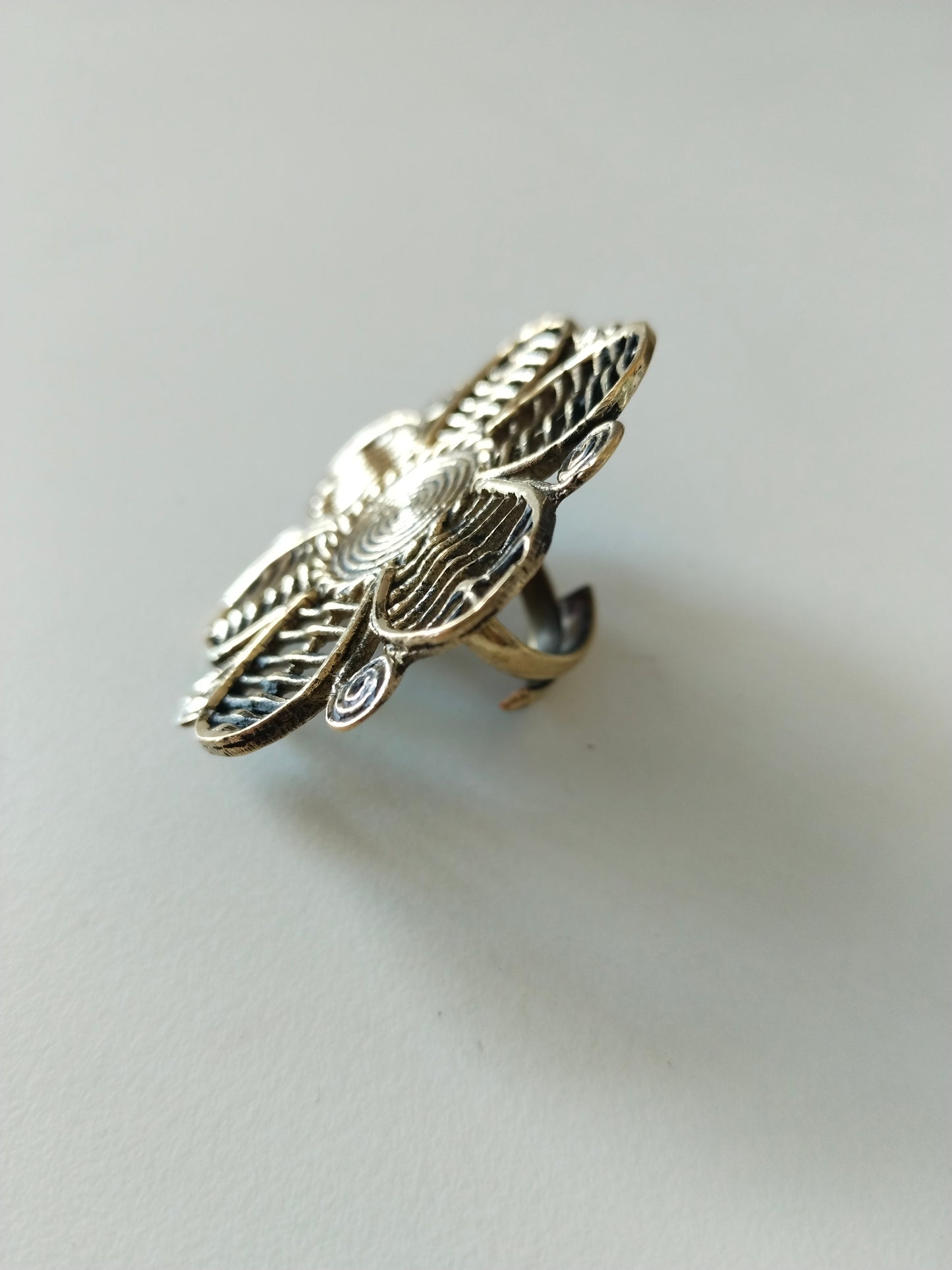 Advaita Handicrafts Intricate  Brass Floral Dhokra Style Statement Ring