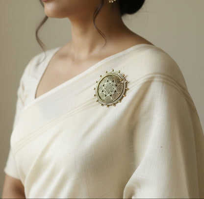 Dhokra Spiral Mandala Brooch