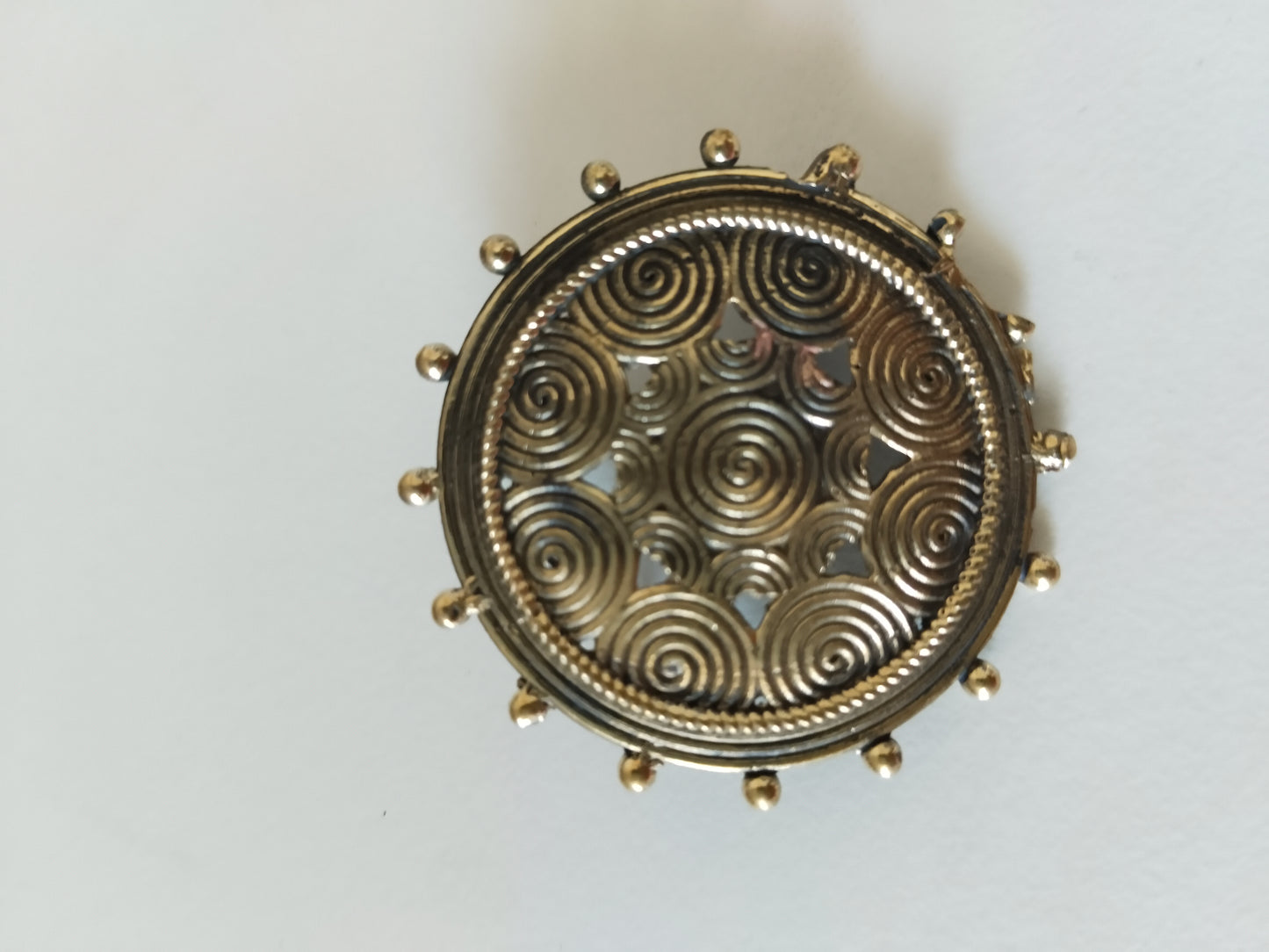 Dhokra Spiral Mandala Brooch
