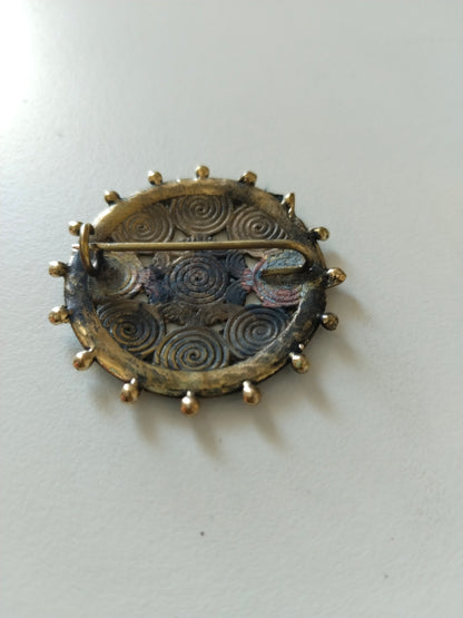 Dhokra Spiral Mandala Brooch