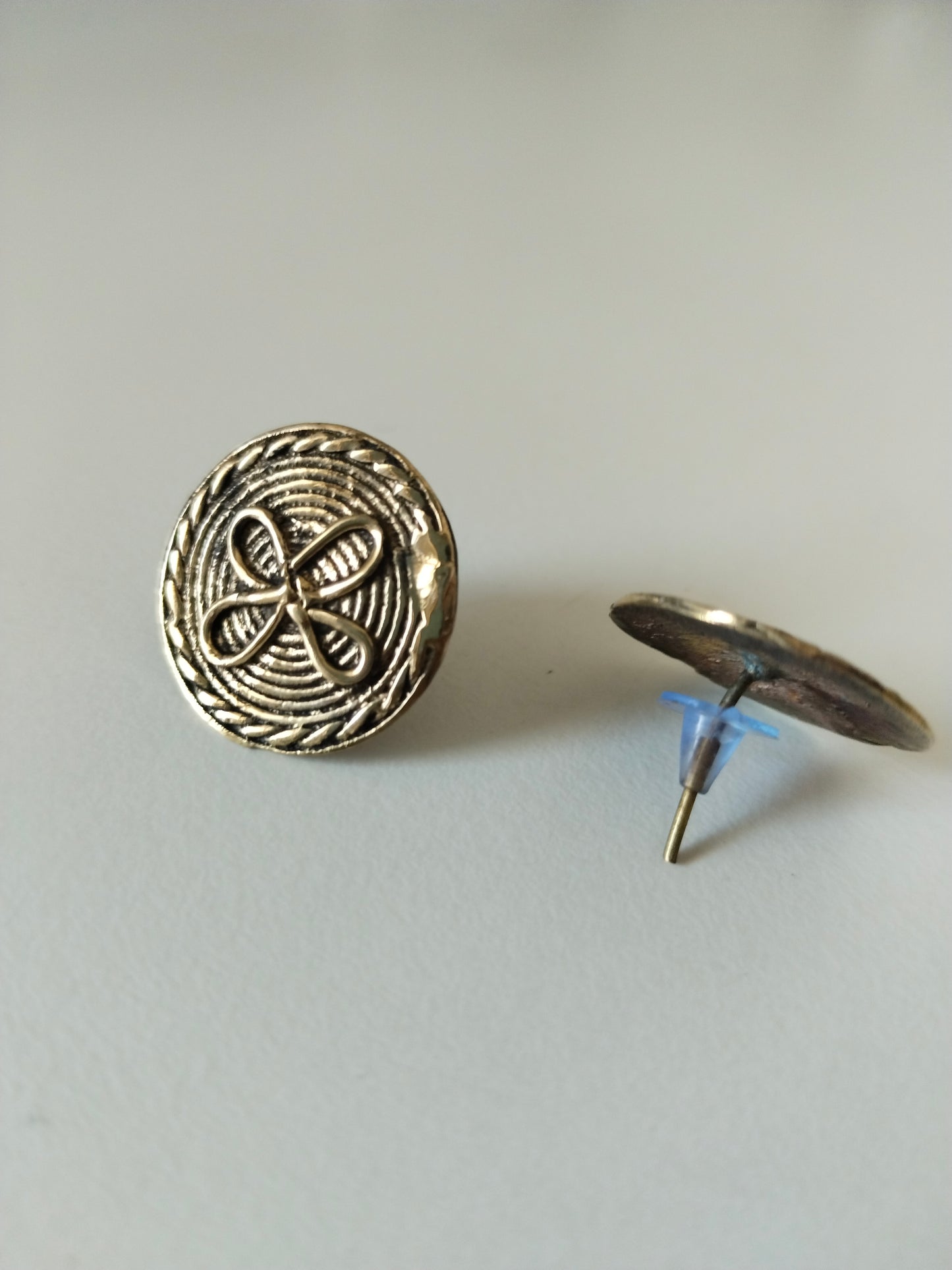 Advaita Handicrafts Antique Brass Square Stud Earrings