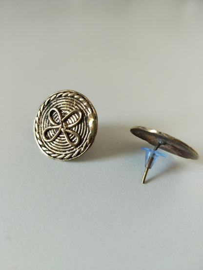 Advaita Handicrafts Antique Brass Square Stud Earrings