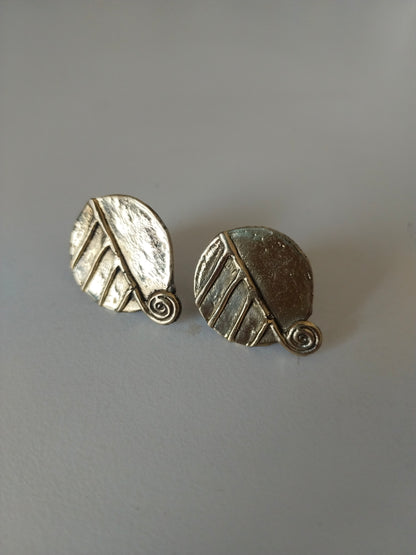 Antique Brass Leaf Stud Earrings