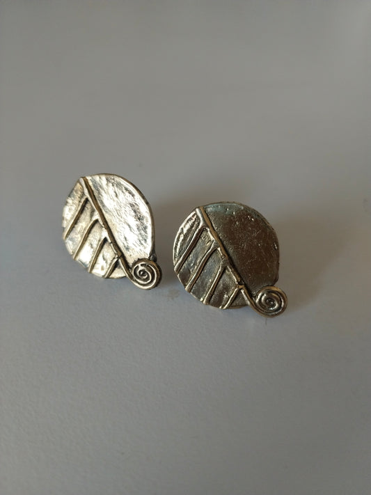 Antique Brass Leaf Stud Earrings