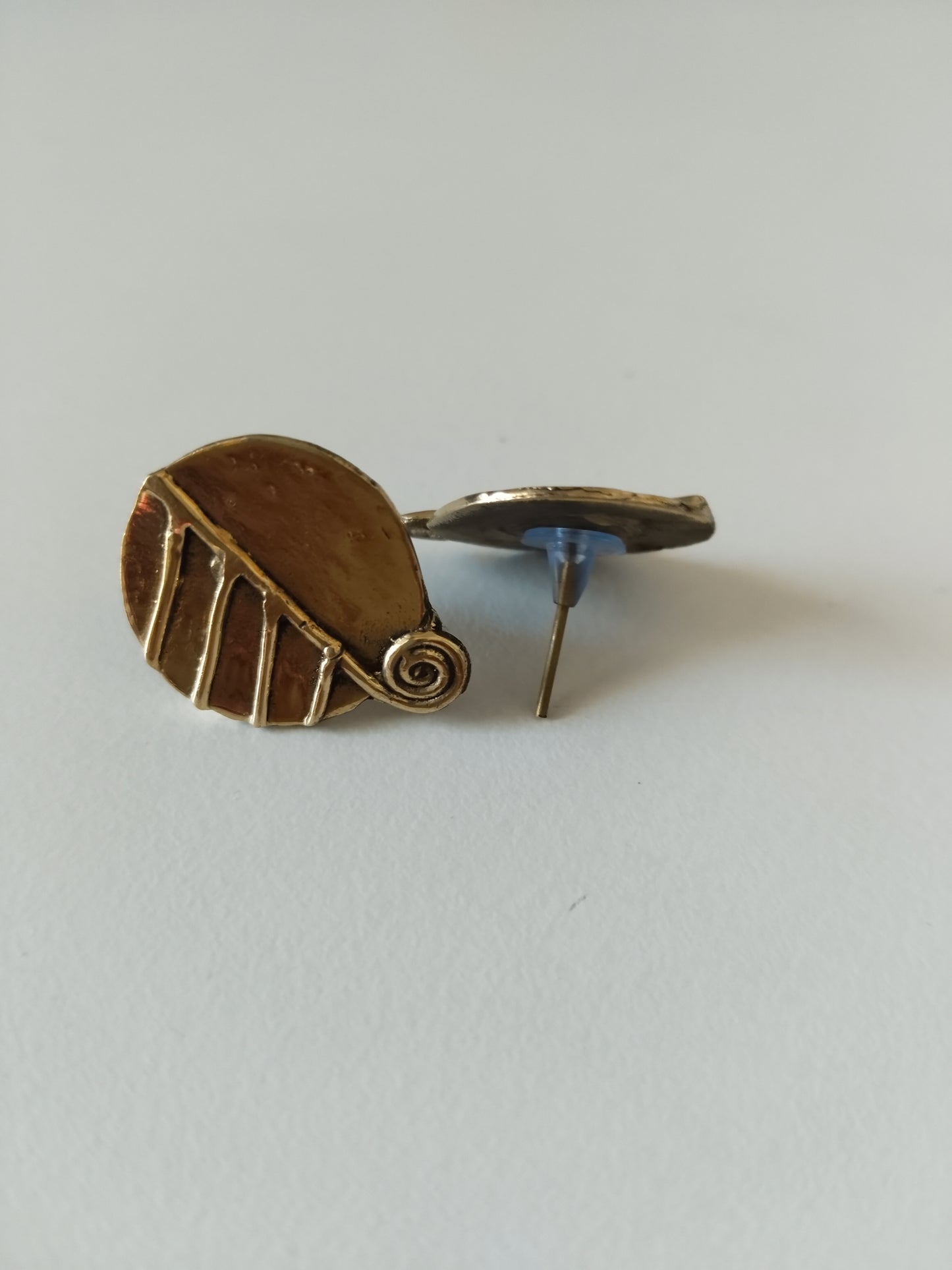 Antique Brass Leaf Stud Earrings