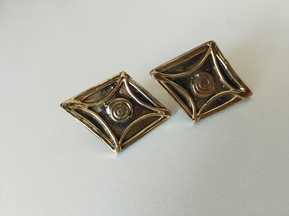 Vintage Tribal Square Stud Earrings