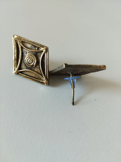 Vintage Tribal Square Stud Earrings