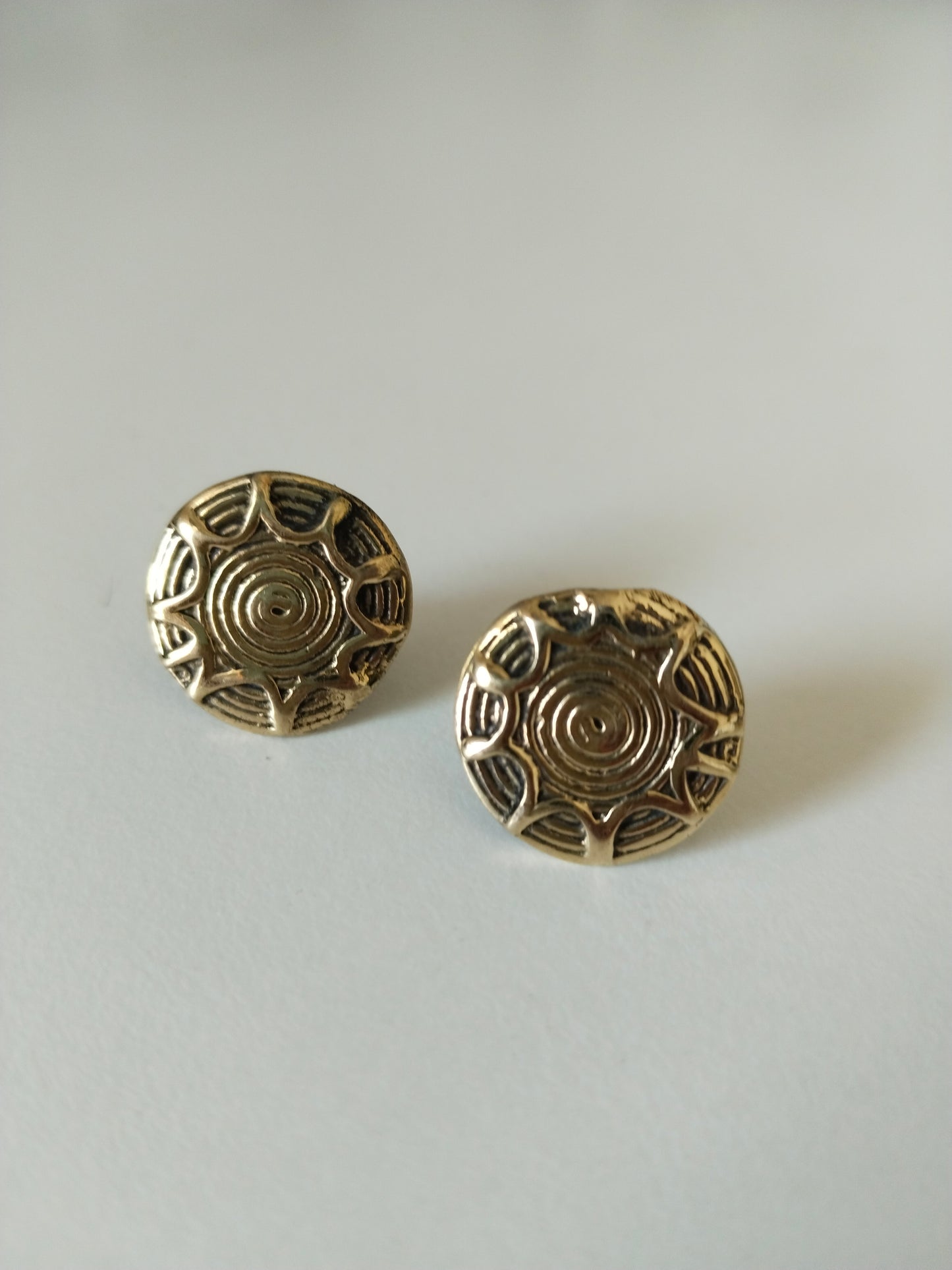 Brass Circular Stud Earrings