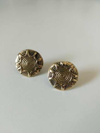 Brass Circular Stud Earrings