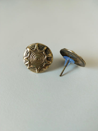 Brass Circular Stud Earrings