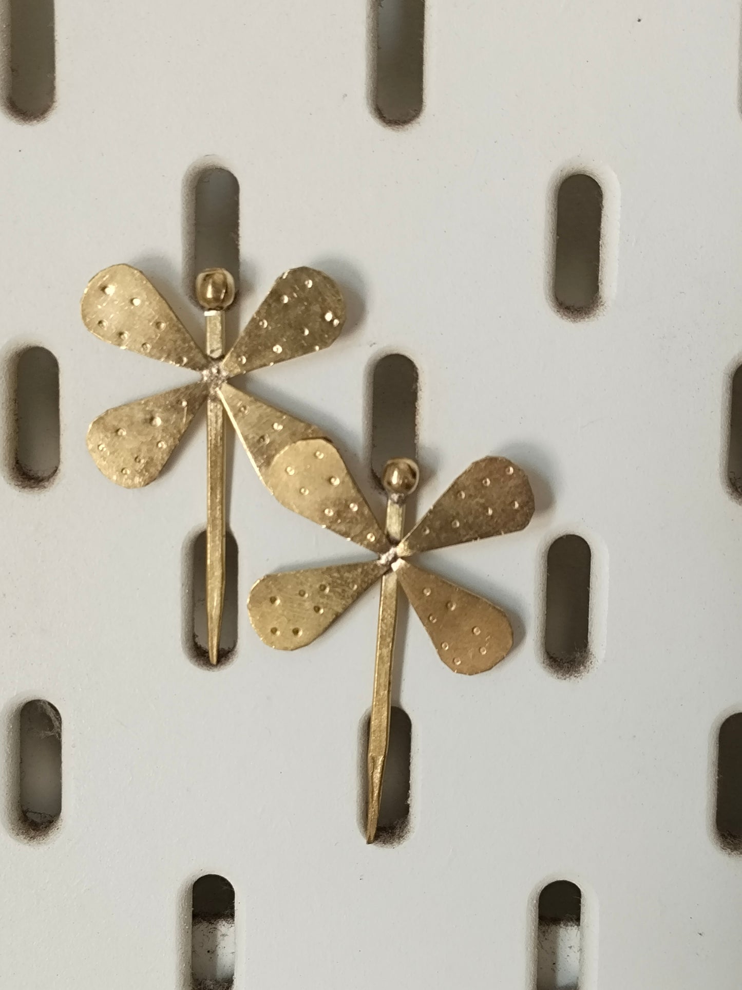 Golden Butterfly Flower Drop Earrings – Handcrafted Brass Dangle