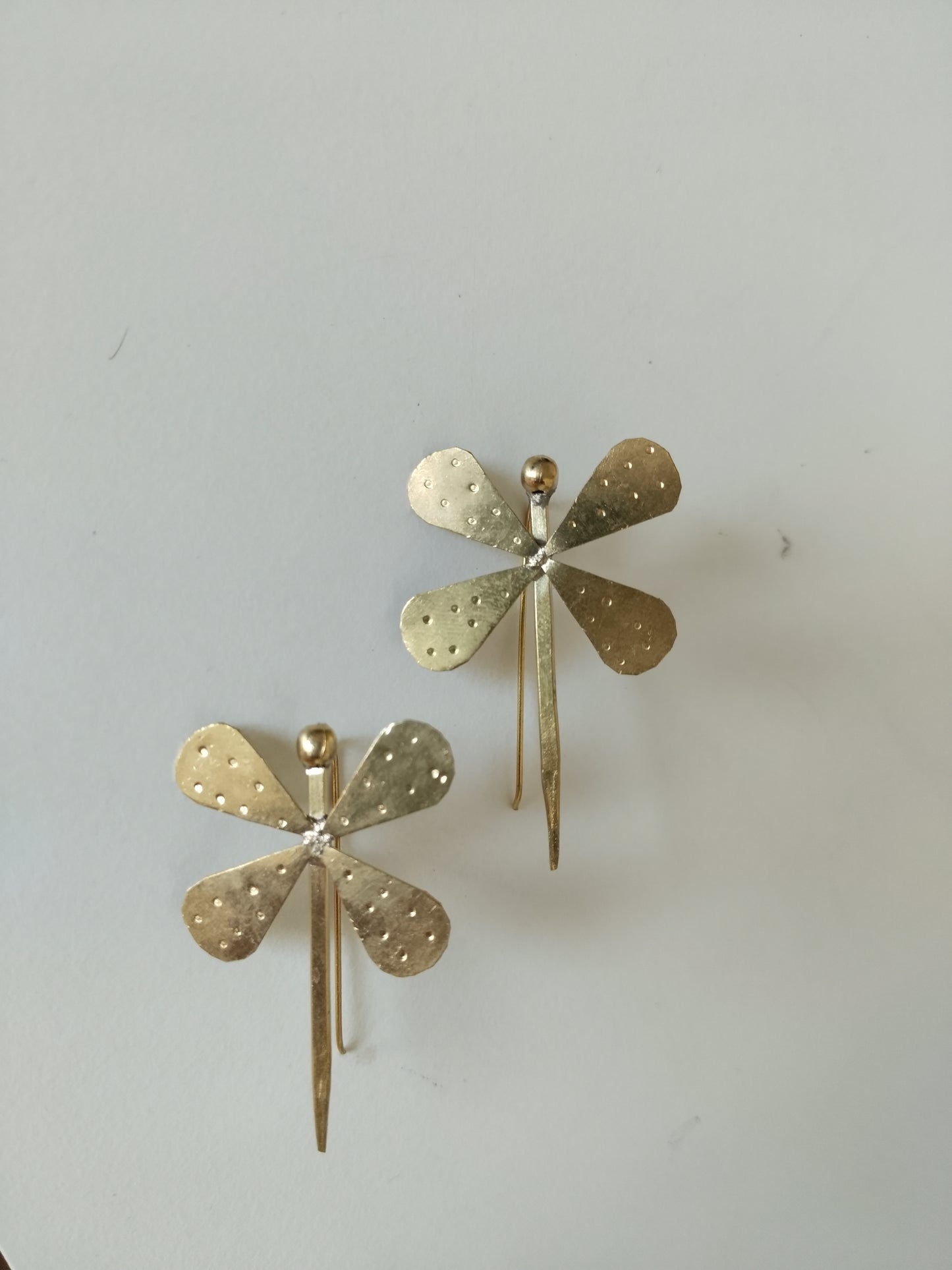 Golden Butterfly Flower Drop Earrings – Handcrafted Brass Dangle