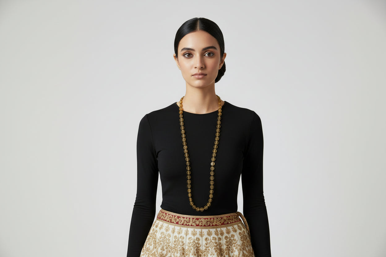 Statement Disc Strand Brass Necklace