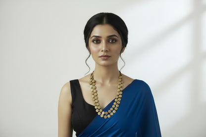 Statement Disc Strand Brass Necklace