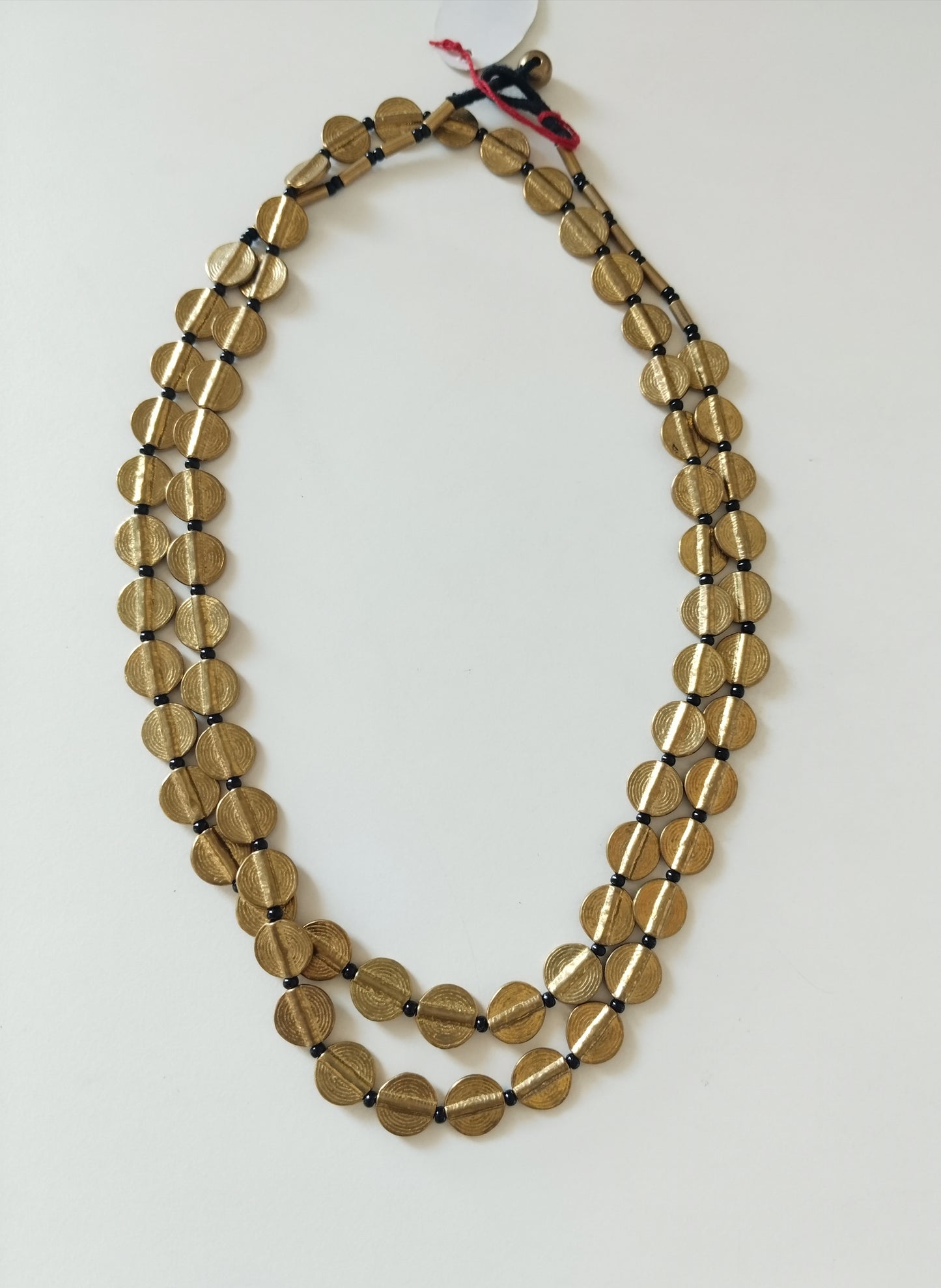 Statement Disc Strand Brass Necklace