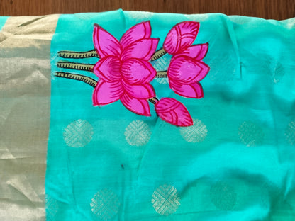 Krishna Raasleela on handloom Vegan Silk - Hand-painted Patachitra Saree with blouse