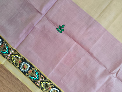 "Divine Indra Puja: Earth Harmony" 3D Katan Mulberry Silk Saree - Signature Saree