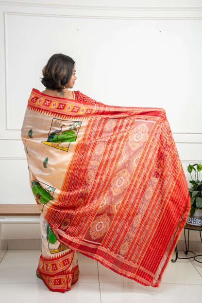 Pure Mulberry Silk Patachitra Banashankari (Durga) Saree