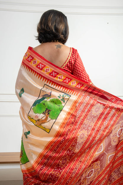 Pure Mulberry Silk Patachitra Banashankari (Durga) Saree