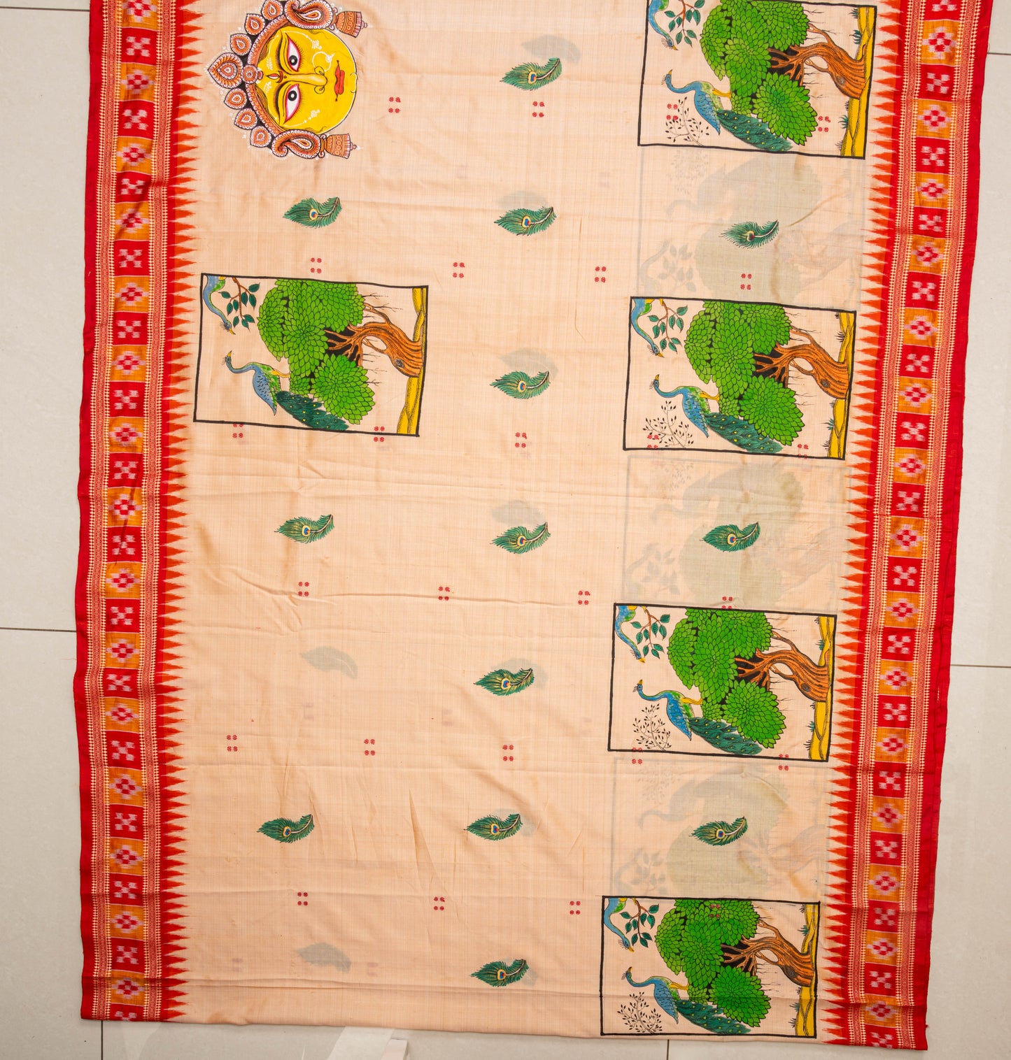 Pure Mulberry Silk Patachitra Banashankari (Durga) Saree