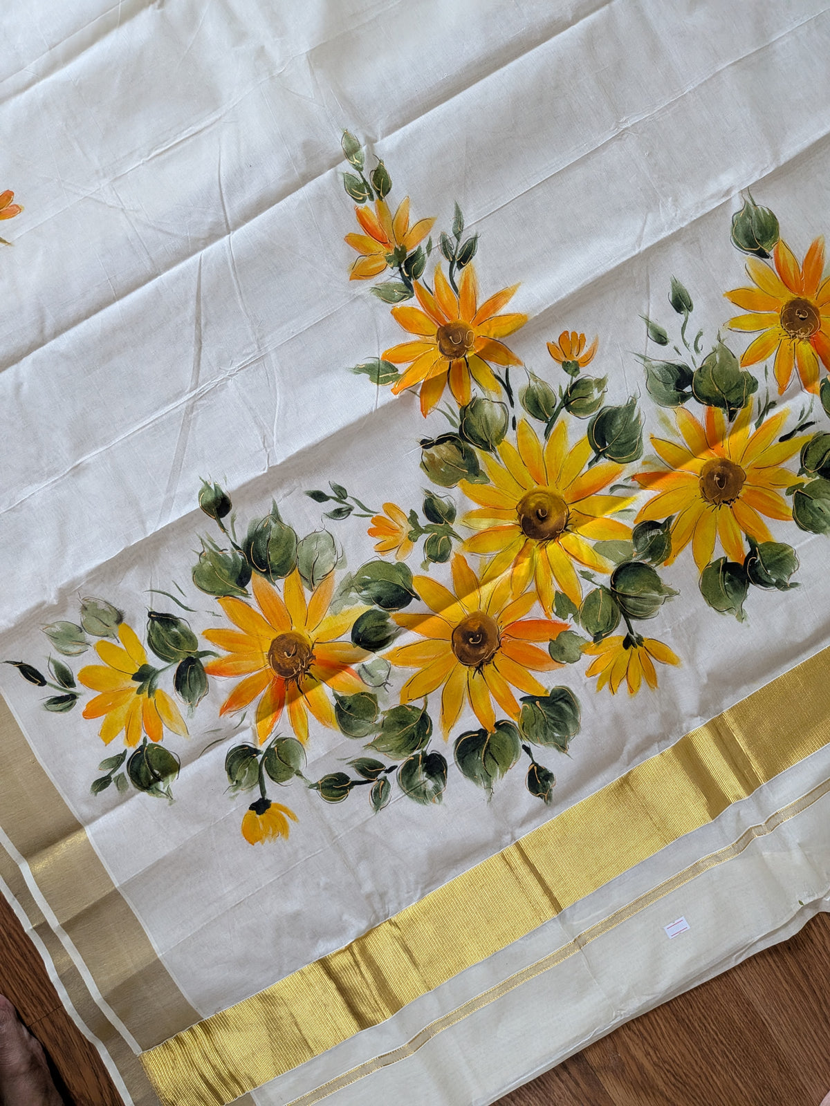 Kerala Cotton Saree Summer Sunflowers