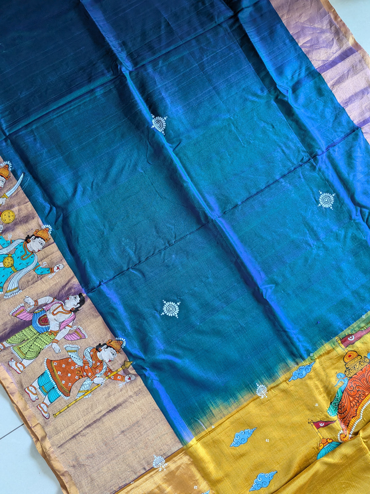 Kurukshetra Krishna Arjun Saree in Upada Silk with blouse piece