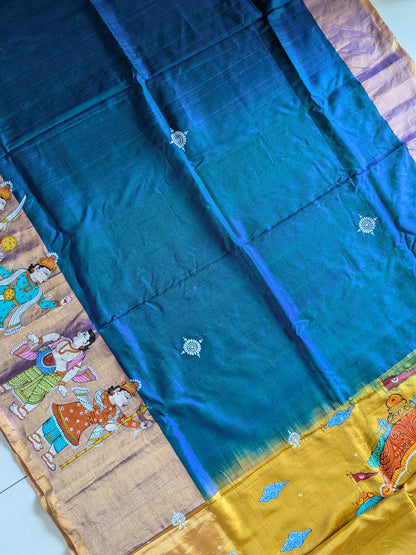 Kurukshetra Krishna Arjun Saree in Upada Silk with blouse piece