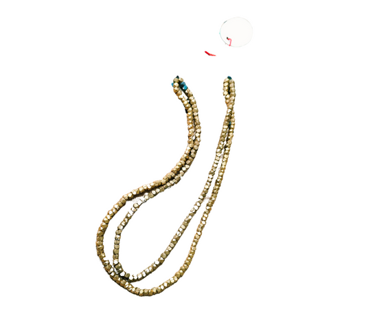 Advaita Handicrafts Ethnic Collection - Double Layered Brass Dhokra Long Necklace with Golden Beads.