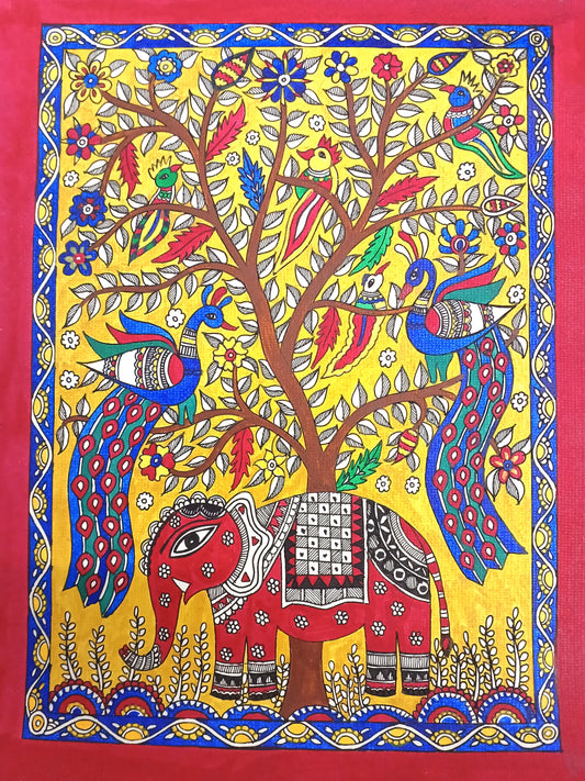 Madhubani series hand-painted wallpaintings - unframed