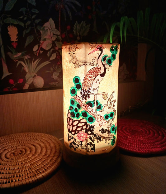 Hand painted & Hand crafted table lamp - 10 inches - Bird Song