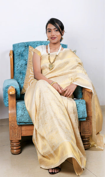 Advaita Handicrafts Designer silk handloom saree in zari - Shikar theme