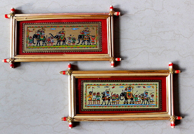 Palm leaf Tribal painting prints - Set of 2