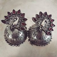 Brass Antique silver finish high quality statement jhumkas