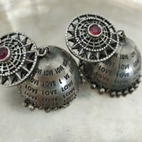 Brass Antique silver finish high quality statement jhumkas