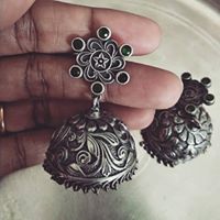Brass Antique silver finish high quality statement jhumkas