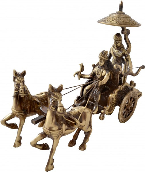 Advaita Handicrafts Brass Krishna Arjun Rath