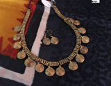 Statement narrow chatai tribal dhokra necklace set - Click for variety
