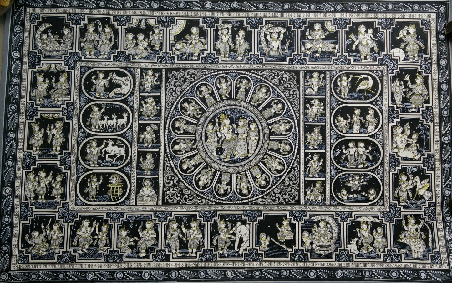 Monochromatic - Dashavataars of Krishna & his leela patachitra