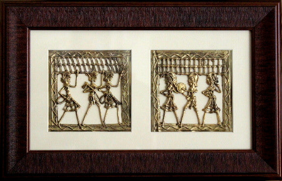 Set of 2 Dhokra Panels - Music is Life!