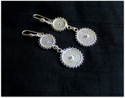 Fish/Double mesh/ Globe/ Disc-o- danglers - Silver Filigree Statement Earrings