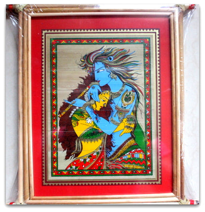 The Embrace - Krishna Radha Palm Leaf Print