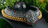 Advaita Handicrafts german silver heavy choker - Temple Jewelery